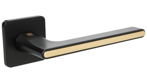 Klamka SALVIRO SLIM rozeta kwadrat czarny/satyna mosiądz BLITZ