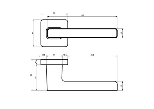 Klamka KAYA rozeta kwadrat czarny BLITZ