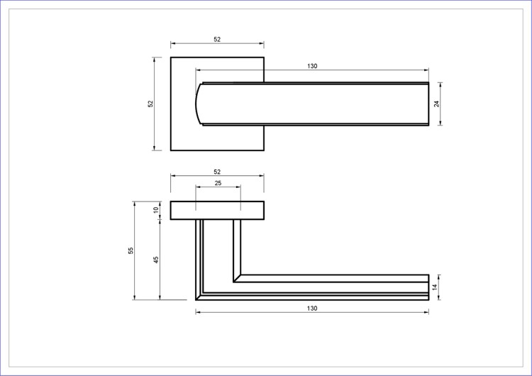 Klamka PANTO rozeta kwadratowa satyna mosiądz