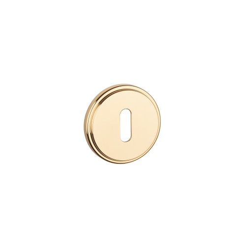 Rozeta drzwiowa APRILE RG SLIM 7 mm LG złoty polerowany OB na klucz – elegancka rozeta do drzwi wewnętrznych