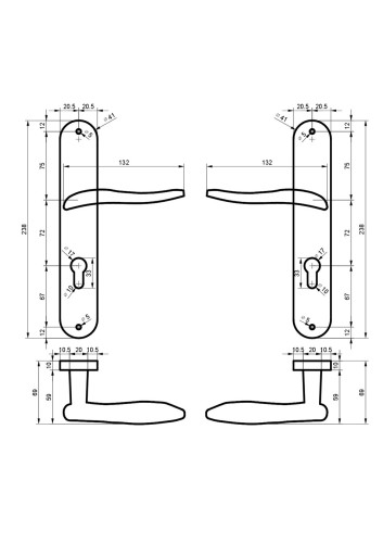 Klamka ENZO 72 wkład mosiądz PVD BLITZ