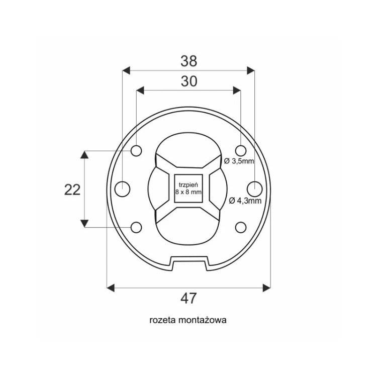 Klamka Tactus Fit złoty satyna VDS – klamka drzwiowa na rozecie FI 52 mm, ultracienka 6 mm