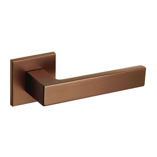 Klamka Warna Fit VDS brąz satyna – klamka do drzwi wewnętrznych premium na rozecie 52x52 mm, ultracienka 6 mm