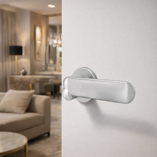 Klamka Keledres Fit VDS chrom szczotkowany – nowoczesna klamka do drzwi | designerska klamka premium