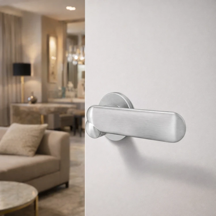 Klamka Keledres Fit VDS chrom szczotkowany – nowoczesna klamka do drzwi | designerska klamka premium