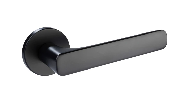 Klamka AZTEC SLIM czarna – nowoczesna klamka do drzwi na okrągłej rozecie