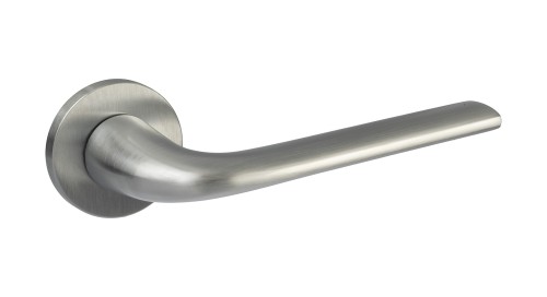 Klamka PETRA SLIM chrom mat – nowoczesna klamka do drzwi na okrągłej rozecie