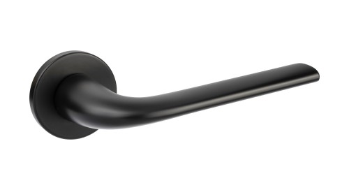 Klamka PETRA SLIM czarna – nowoczesna klamka do drzwi wewnętrznych na okrągłej rozecie