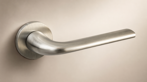 Klamka PETRA SLIM chrom mat – nowoczesna klamka do drzwi na okrągłej rozecie