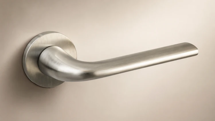 Klamka PETRA SLIM chrom mat – nowoczesna klamka do drzwi na okrągłej rozecie