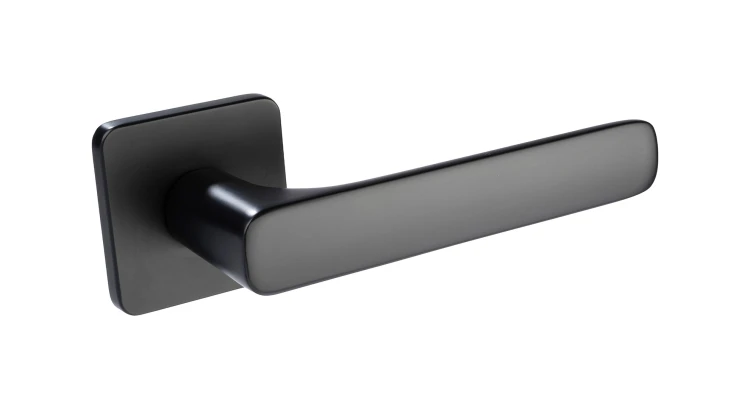 Klamka czarna AZTEC SLIM do drzwi wewnętrznych | Rozeta kwadratowa | Alubrass