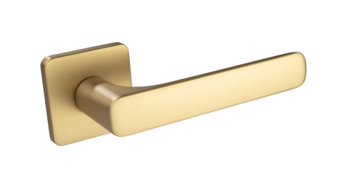 Klamka AZTEC SLIM satyna mosiądz do drzwi wewnętrznych | Rozeta kwadratowa | Alubrass