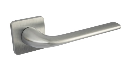 Klamka PETRA SLIM chrom mat do drzwi wewnętrznych | Rozeta kwadratowa 53x53 mm | Alubrass