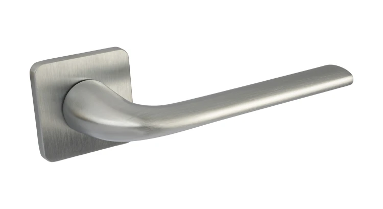 Klamka PETRA SLIM chrom mat do drzwi wewnętrznych | Rozeta kwadratowa 53x53 mm | Alubrass