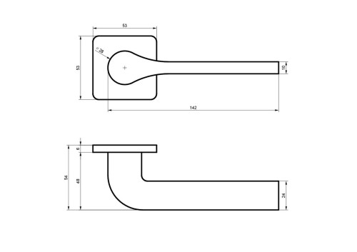 Klamka PETRA SLIM chrom mat do drzwi wewnętrznych | Rozeta kwadratowa 53x53 mm | Alubrass