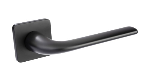 Klamka PETRA SLIM czarna do drzwi wewnętrznych pokojowych | Rozeta kwadratowa | Alubrass