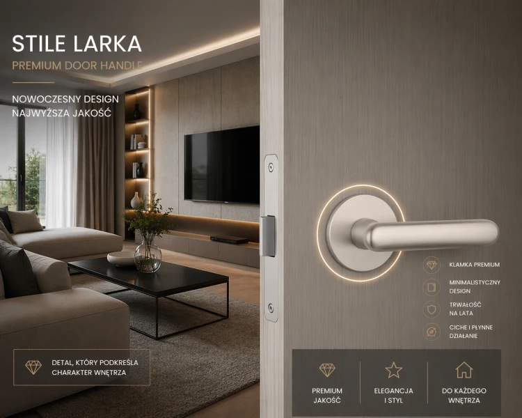 Klamka drzwiowa STILE LARKA R SLIM 7 mm MSN – nikiel | Nowoczesna klamka do drzwi wewnętrznych