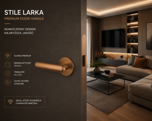 Klamka drzwiowa STILE LARKA R SLIM 7 mm LIGHT BROWN – jasny brąz | Nowoczesna klamka do drzwi