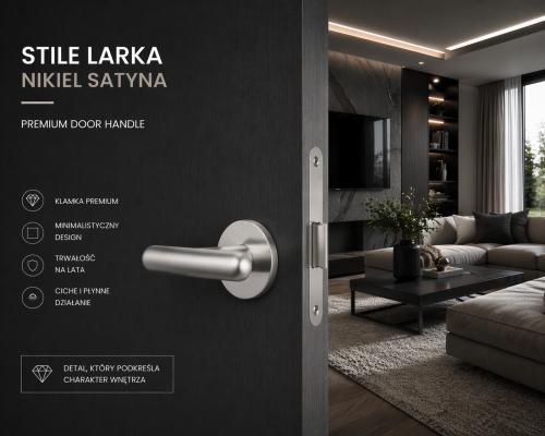 Klamka drzwiowa STILE LARKA R SLIM 7 mm PSC chrom satynowy – stylowa klamka do drzwi wewnętrznych