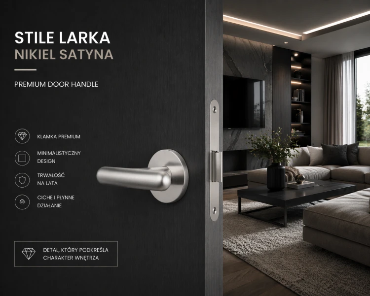 Klamka drzwiowa STILE LARKA R SLIM 7 mm PSC chrom satynowy – stylowa klamka do drzwi wewnętrznych