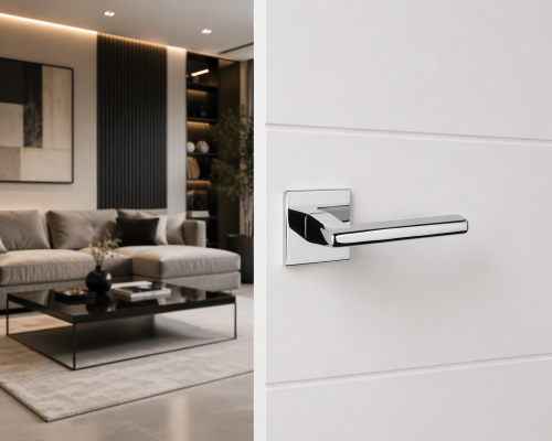 Klamka STILE ARTA Rozeta Q Slim 7 mm CP – chrom polerowany | nowoczesna klamka do drzwi wewnętrznych premium