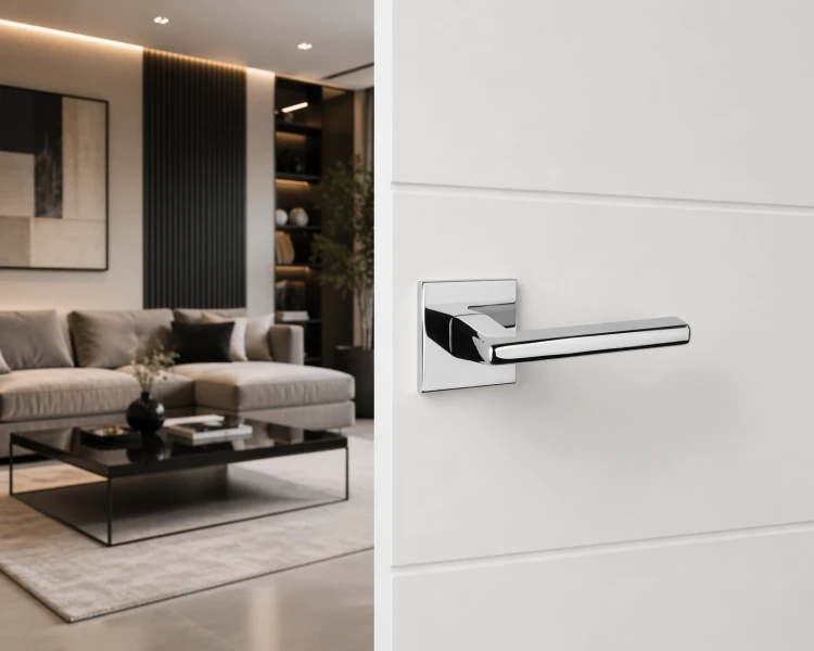 Klamka STILE ARTA Rozeta Q Slim 7 mm CP – chrom polerowany | nowoczesna klamka do drzwi wewnętrznych premium