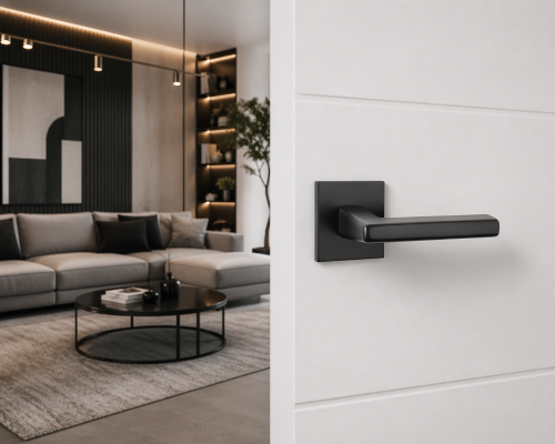 Klamka STILE ARTA Rozeta Q Slim 7 mm Black – czarny mat | nowoczesna klamka do drzwi wewnętrznych premium