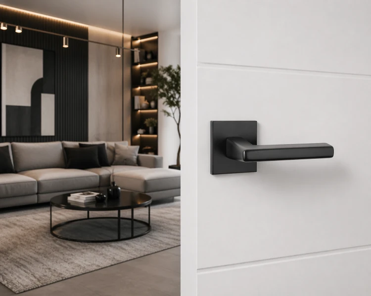 Klamka STILE ARTA Rozeta Q Slim 7 mm Black – czarny mat | nowoczesna klamka do drzwi wewnętrznych premium