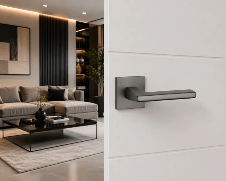 Klamka STILE ARTA Rozeta Q Slim 7 mm MSB – tytan | nowoczesna klamka premium do drzwi wewnętrznych