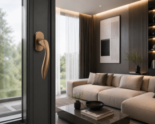 Klamka okienna STILE PULIA R LIGHT BROWN - jasny brązowy