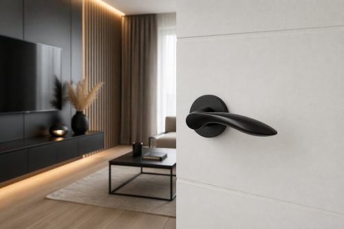 Klamka STILE PULIA ROZETA R SLIM 7MM BLACK – czarny mat premium