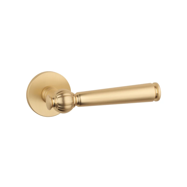 Klamka STILE TUKA ROZETA R SLIM 7MM GOLD SATIN – złoty matowy premium