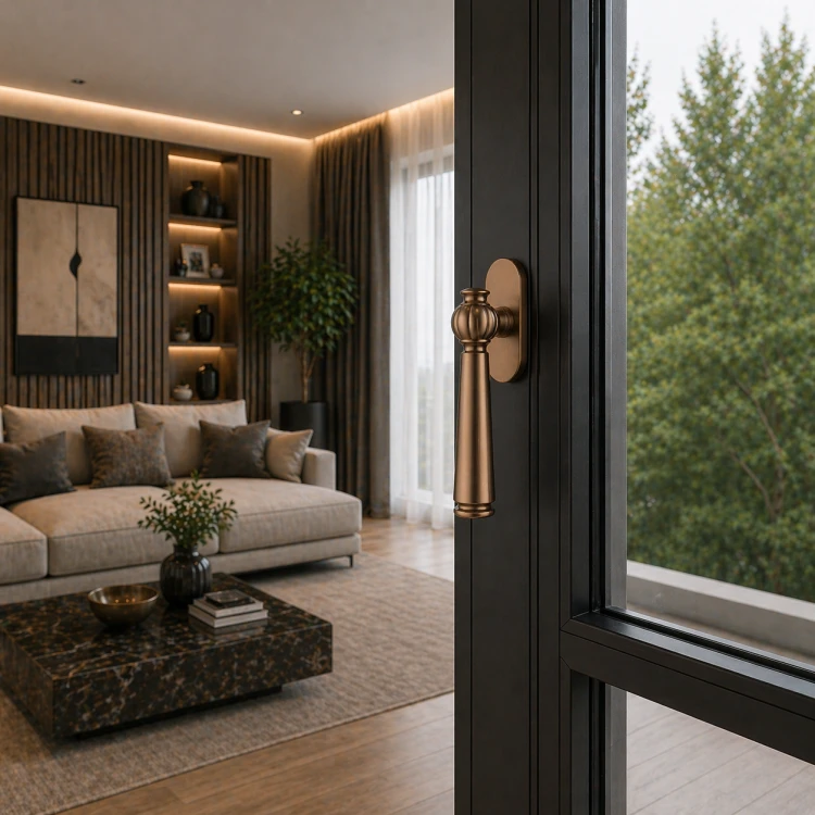 Klamka okienna STILE TUKA R LIGHT BROWN – jasny brązowy premium