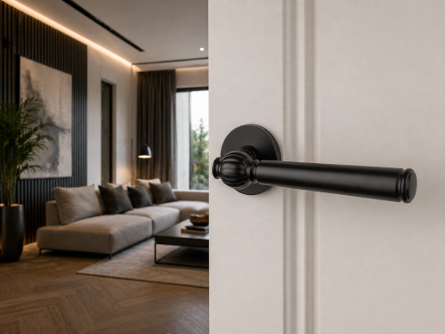 Klamka STILE TUKA R SLIM 7MM BLACK – Czarna Matowa Klamka do Drzwi Wewnętrznych Premium