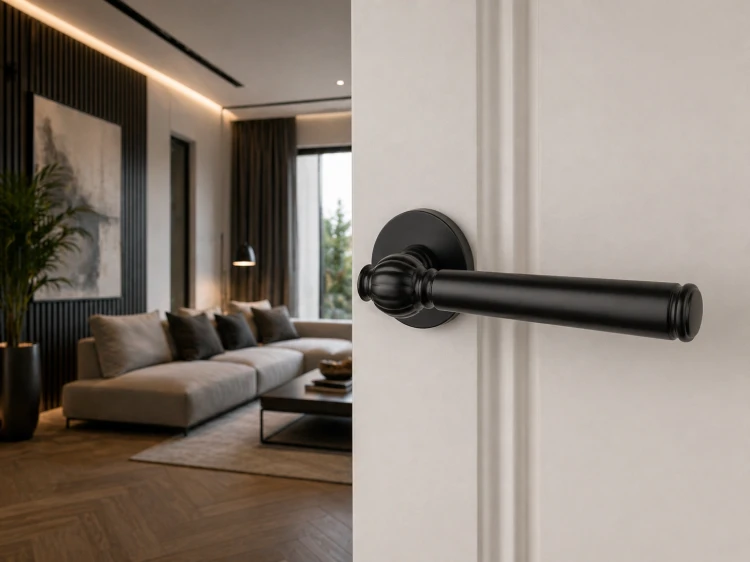 Klamka STILE TUKA R SLIM 7MM BLACK – Czarna Matowa Klamka do Drzwi Wewnętrznych Premium