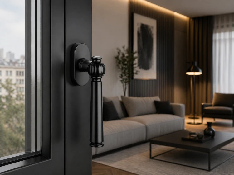 Klamka Okienna STILE TUKA R BLACK – Czarny Matowy | Designerska Klamka Premium do Okien