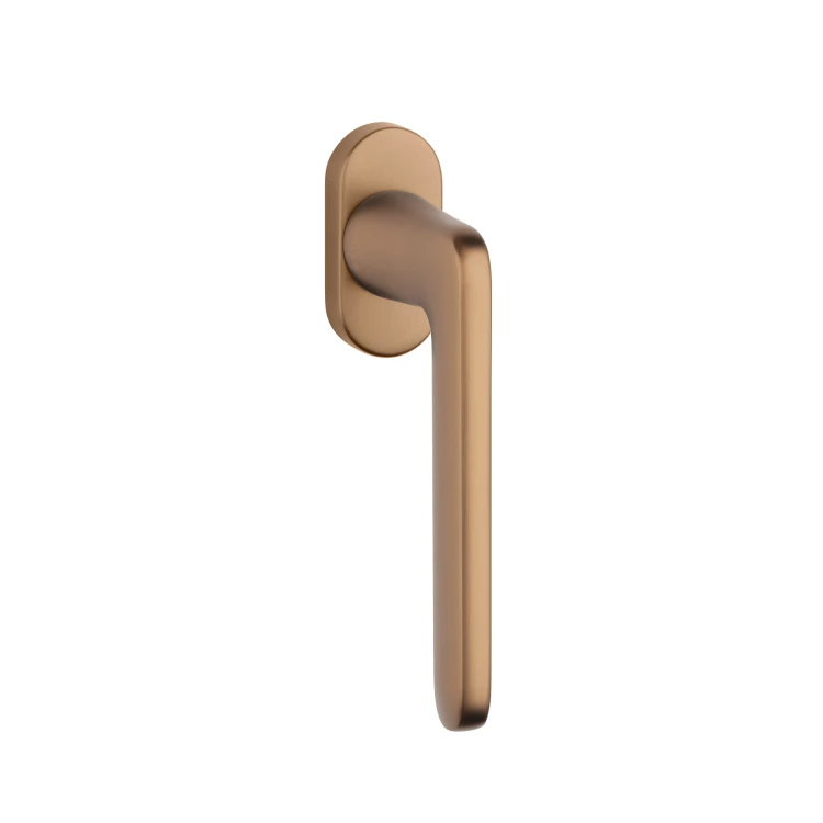 Klamka okienna STILE UTA R LIGHT BROWN – jasny brąz | Nowoczesna klamka premium do okien PVC, aluminium i drewna