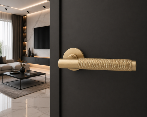 Klamka ANYA rozeta okrągła satyna mosiądz BLITZ