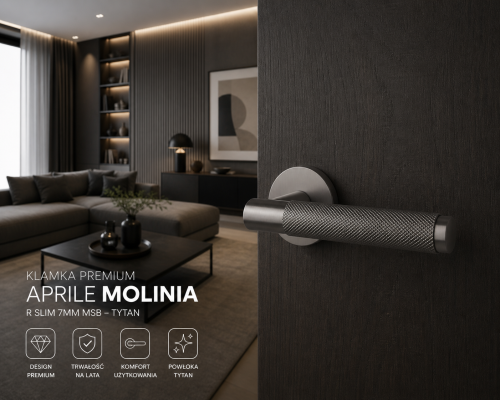 Klamka APRILE MOLINIA R SLIM 7 mm MSB – tytanowa klamka premium do drzwi wewnętrznych