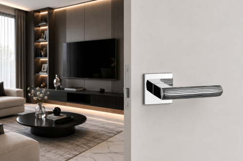 Designerska klamka wewnętrzna premium w wykończeniu chrom polerowany