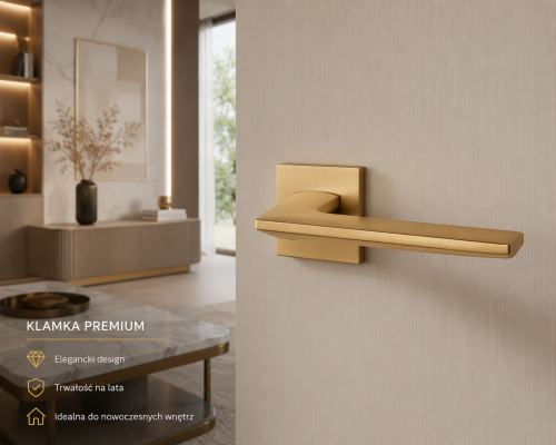 Klamka APRILE LUNARIA Q SLIM 7 mm KG – Złoty Mat | Luksusowa klamka premium do nowoczesnych wnętrz