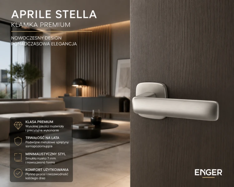 Klamka APRILE STELLA Rozeta QR Slim 7 mm SNM – Nikiel Satyna | Nowoczesna Elegancja i Trwałość Premium