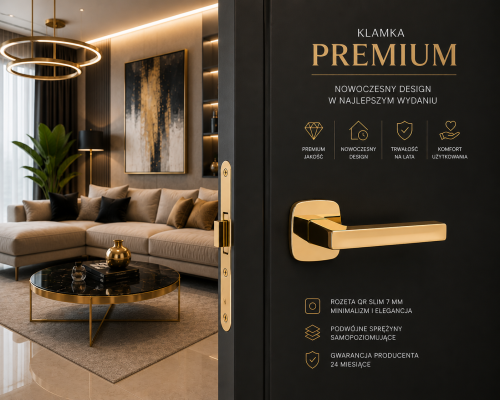 Klamka APRILE PEA QR Slim 7 mm LG – Złoty Polerowany | Luksusowa Klamka Premium do Nowoczesnych Wnętrz