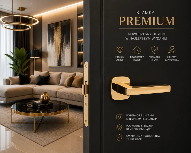 Klamka APRILE PEA QR Slim 7 mm LG – Złoty Polerowany | Luksusowa Klamka Premium do Nowoczesnych Wnętrz