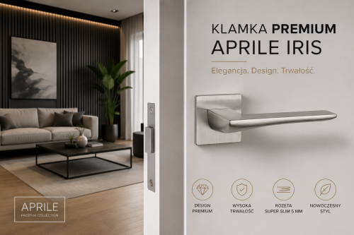 Klamka APRILE IRIS Rozeta Q SUPER SLIM 5 mm DSC – chrom szczotkowany