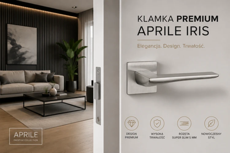 Klamka APRILE IRIS Rozeta Q SUPER SLIM 5 mm DSC – chrom szczotkowany