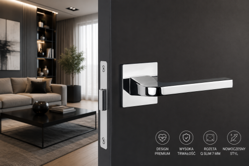 Klamka APRILE ISMENA Rozeta Q SLIM 7 mm LC – chrom polerowany