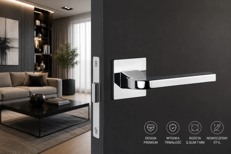 Klamka APRILE ISMENA Rozeta Q SLIM 7 mm LC – chrom polerowany