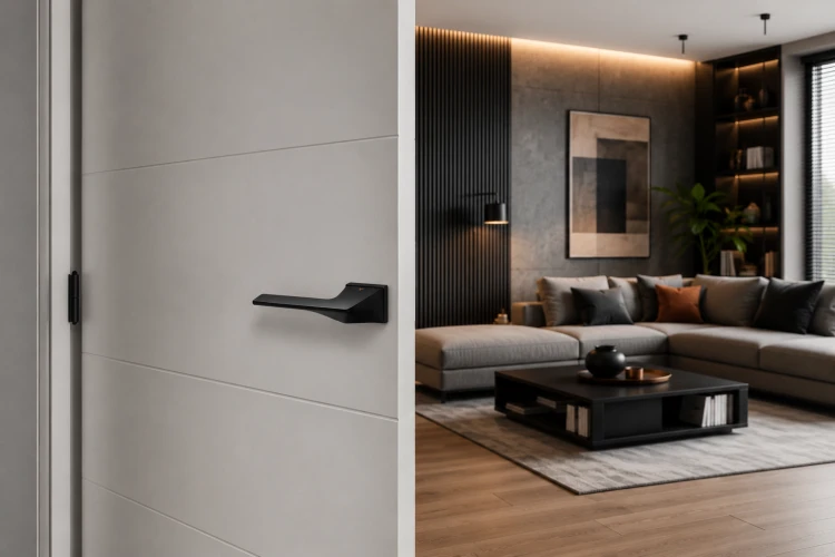 Klamka Livorno R76F czarny – nowoczesna klamka premium do drzwi wewnętrznych | Czarny VDS