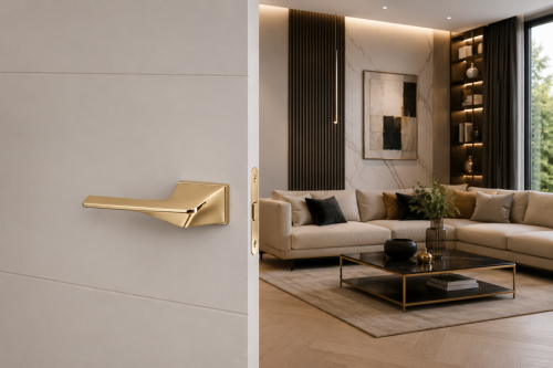 Klamka Livorno R76F złoty PVD – nowoczesny design i elegancja premium
